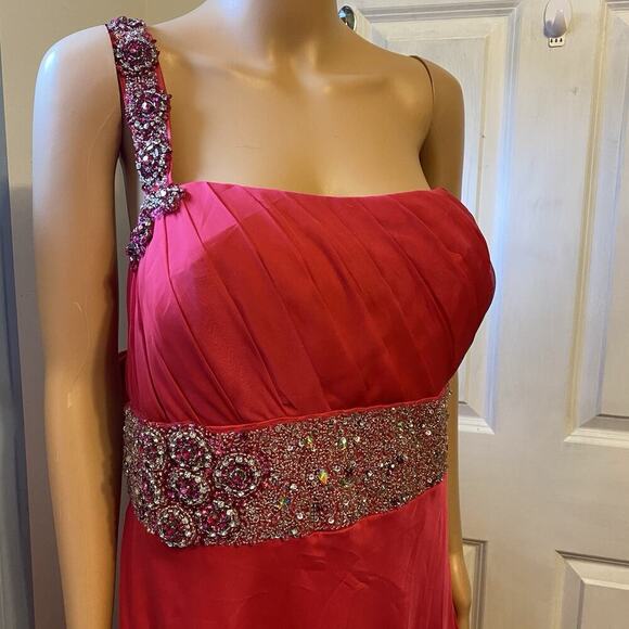 New PARTYTIME Sequined Evening Gown Maxi Dress Formal Wedding Party Light Red 22 - Picture 6 of 12